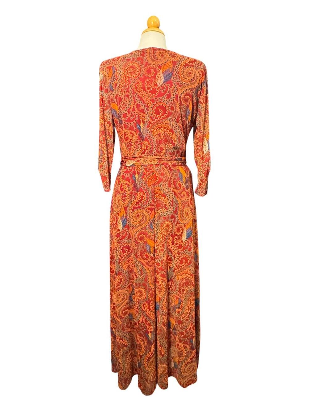 Harlow & Rose Burgundy Paisley Faux Wrap Maxi Dress - Picture 2 of 9